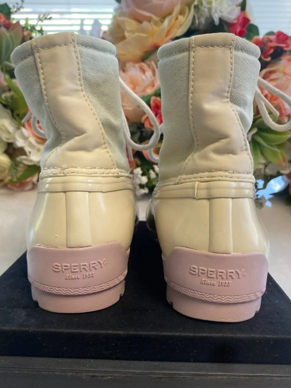 Sperry Port Boot Girls 3M Cream Pink Duck Boots
